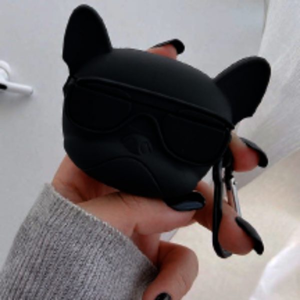 Ốp Airpods Pro 2  Chó Pull mang kính - Màu đen