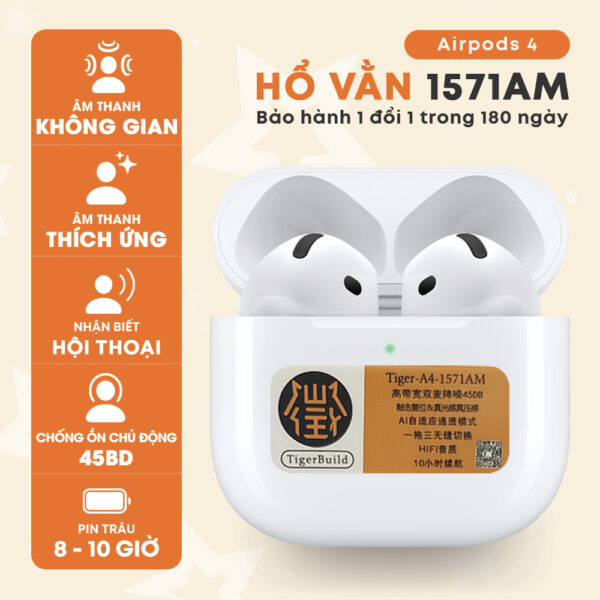 Tai Nghe Airpods 4 - Hổ Vằn 1571AM - Chống Ồn 40DB