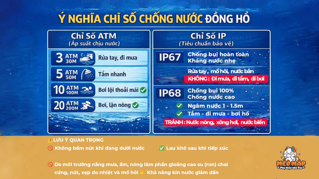 Đồng Hồ Thông Minh Chống Nước – Hiểu Đúng Chỉ Số ATM & IP Để Tránh Hư Hỏng 3 Đồng Hồ Chống Nước – Hiểu Đúng Chỉ Số ATM & IP Để Tránh Hư Hỏng